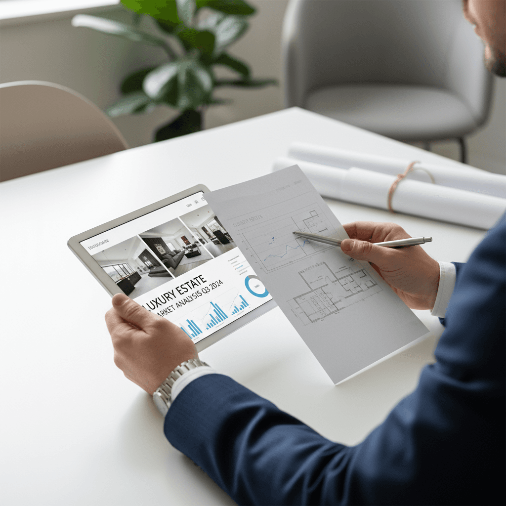 Real estate guidance with property documents and keys