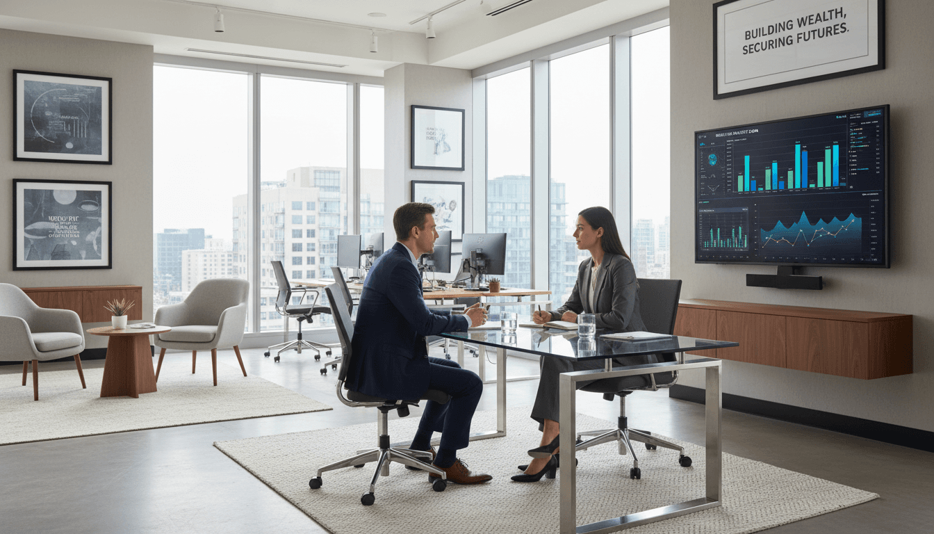 Financial advisor discussing strategy with client