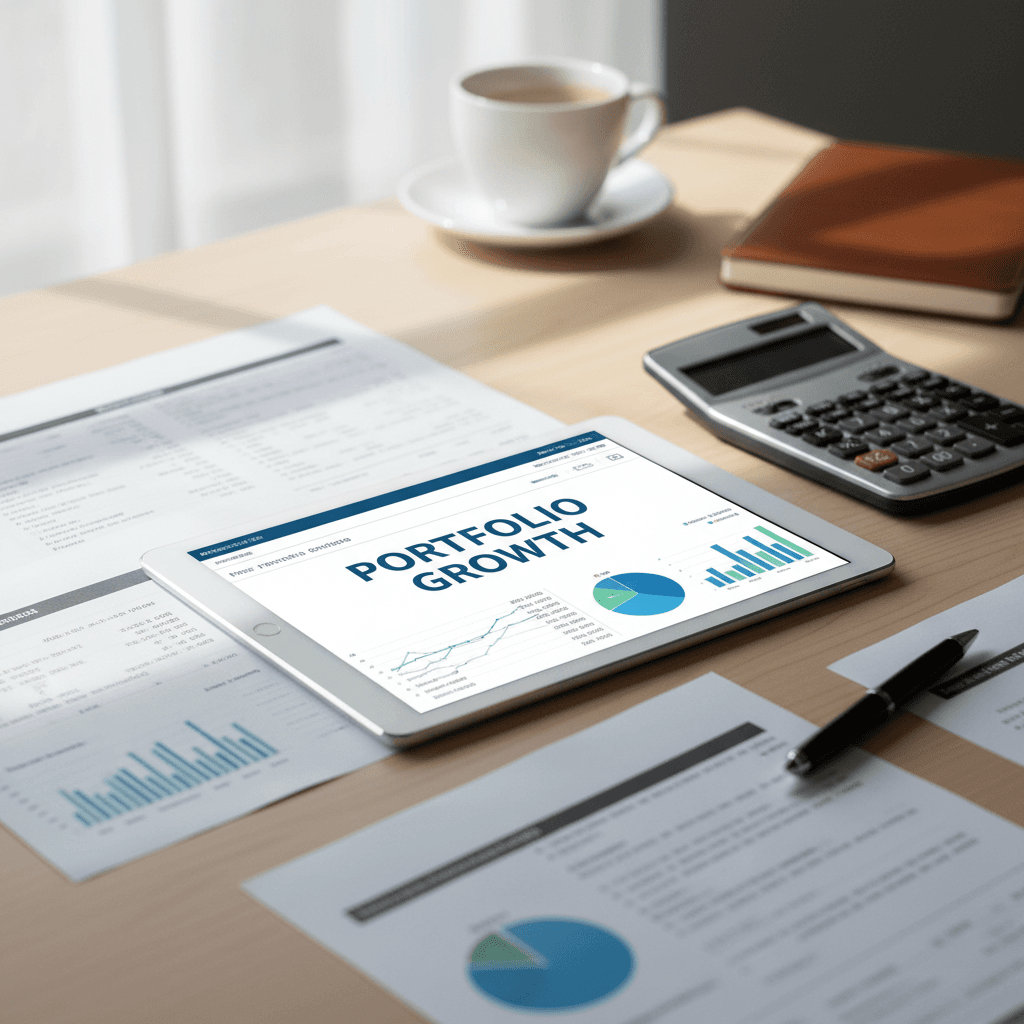 Financial planning tools and charts on tablet